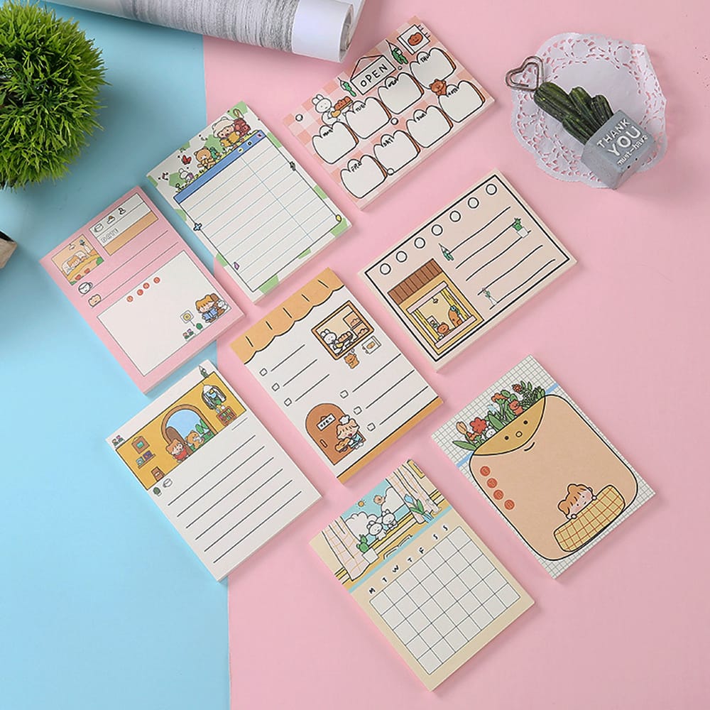 50 Sheets Portable Cartoon Sticky Notes To Do List Notepad - E