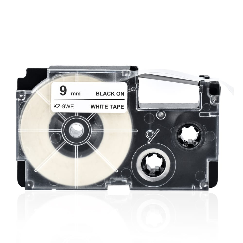 9mm Label Tape Compatible Tape Cartridge Ribbon Replacement - 9mm Black on White