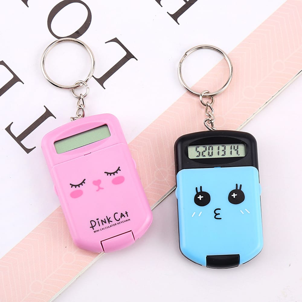 Mini Calculator Cute Cartoon with Keychain 8 Digits Display