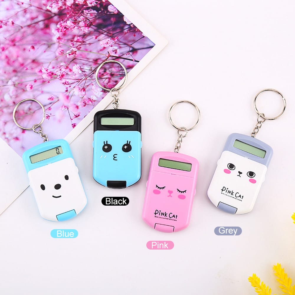 Mini Calculator Cute Cartoon with Keychain 8 Digits Display