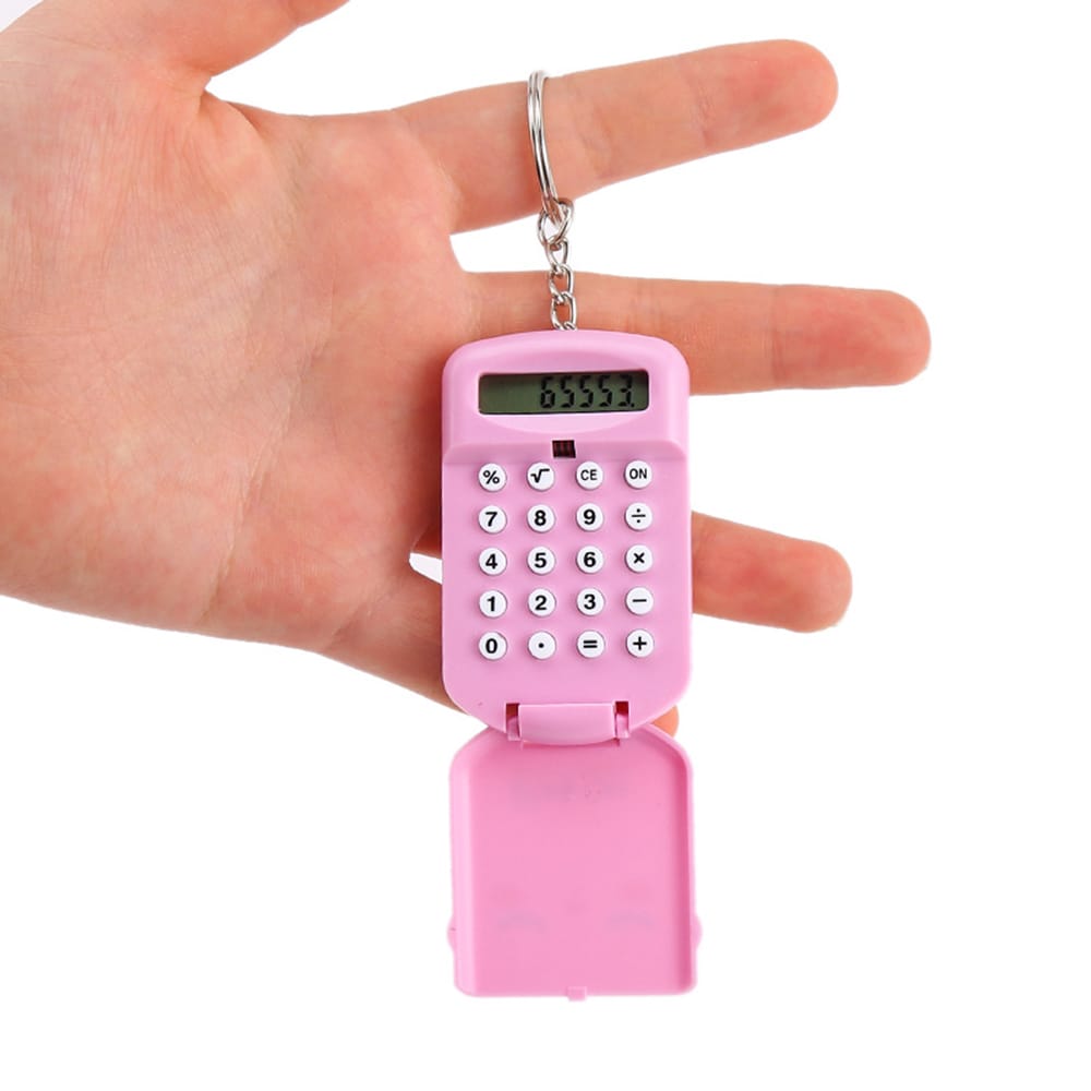 Mini Calculator Cute Cartoon with Keychain 8 Digits Display