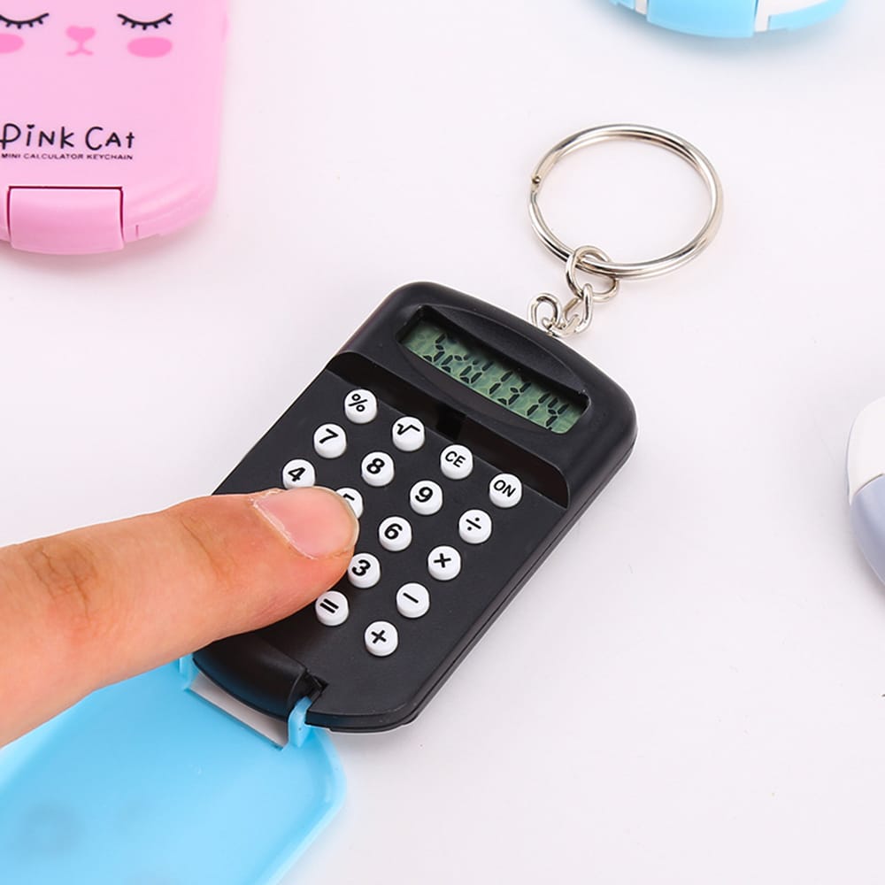 Mini Calculator Cute Cartoon with Keychain 8 Digits Display