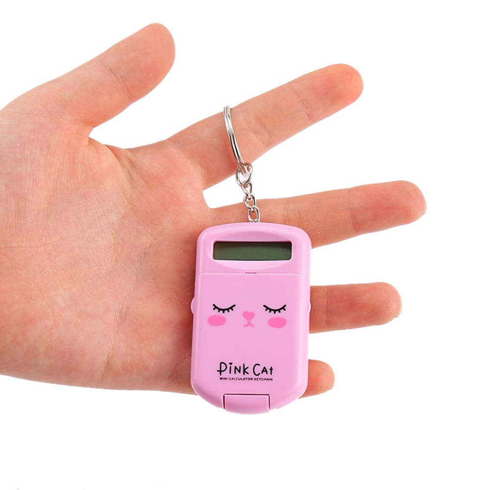 Mini Calculator Cute Cartoon with Keychain 8 Digits Display