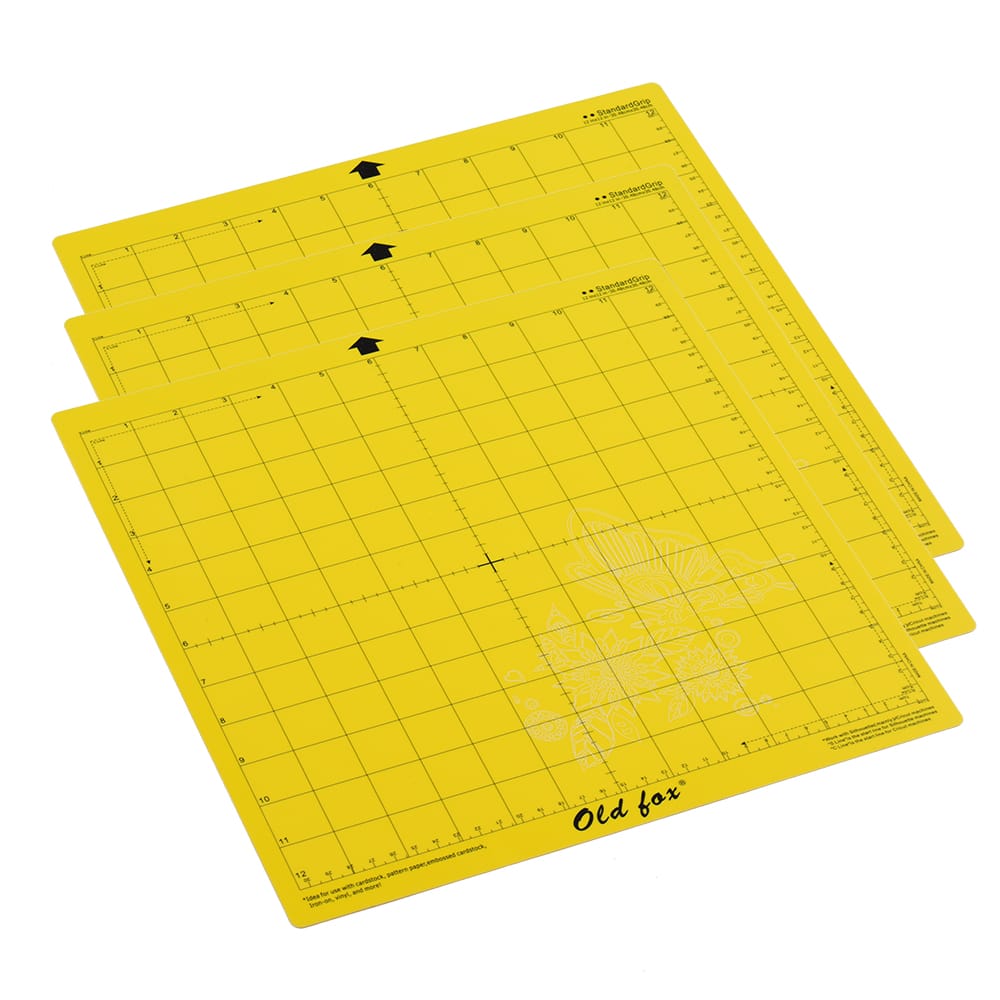 OLD FOX 3Pcs 12*12Inch Replacement Cutting Mat - StandardGrip(Yellow)