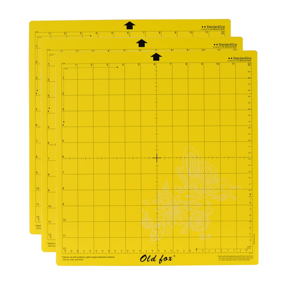 OLD FOX 3Pcs 12*12Inch Replacement Cutting Mat - StandardGrip(Yellow)