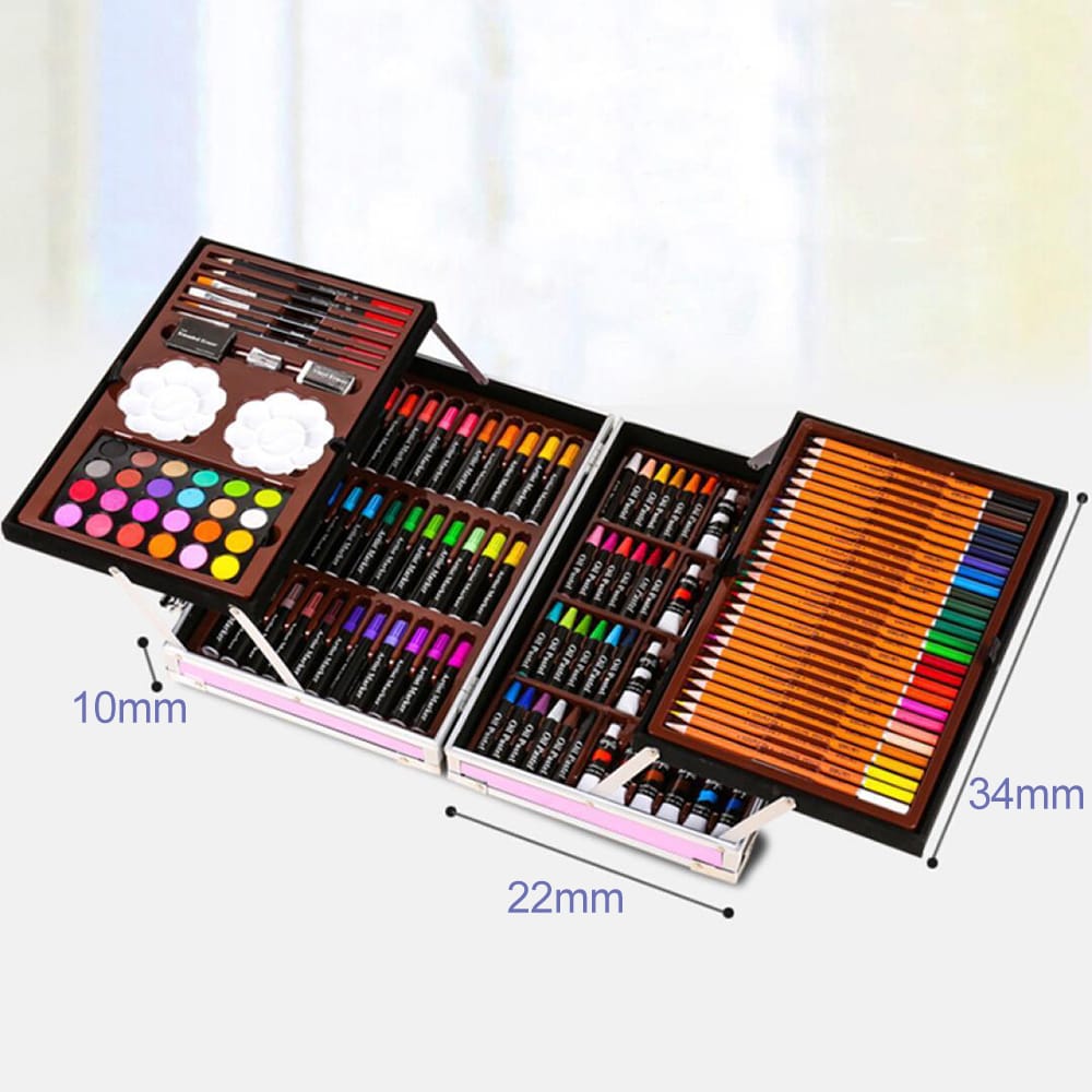 145pcs Deluxe Art Set Portable Aluminum Case with Markers