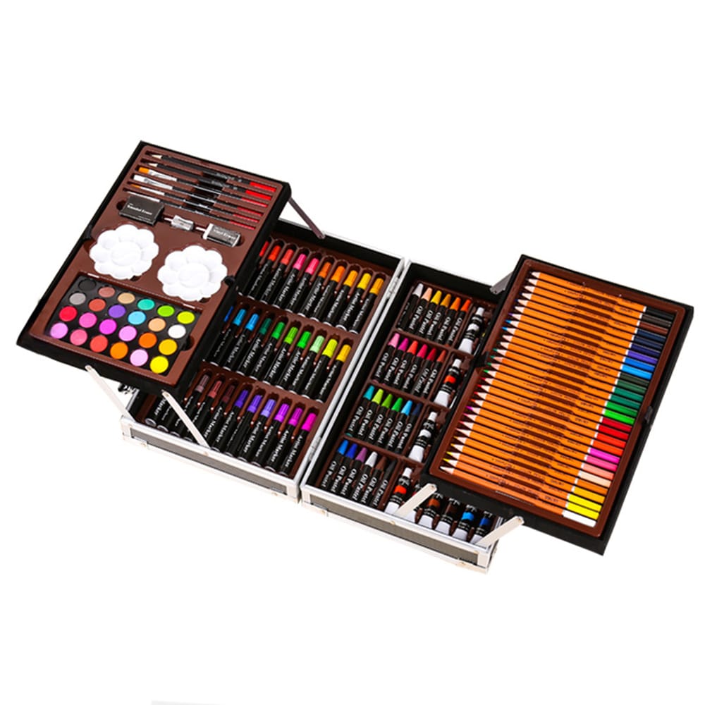 145pcs Deluxe Art Set Portable Aluminum Case with Markers