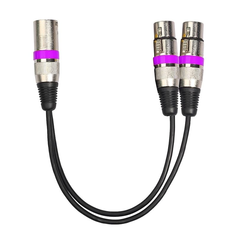 2055MFF-03 2 In1 XLR Male to Double Female Microphone Audio Cable, Length: 0.3m (Purple)