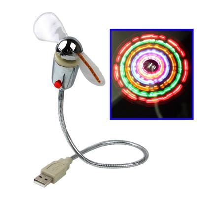 USB Mini Flexible Fan with LED Light and Switch, Fan Diameter: 90mm