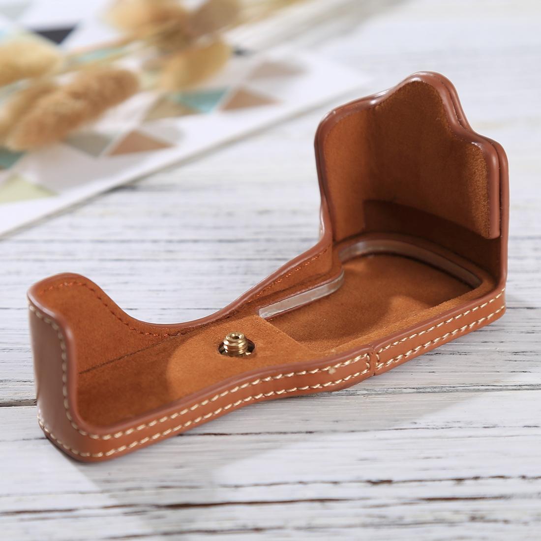 1/4 inch Thread PU Leather Camera Half Case Base for Canon EOS M3 (Brown)