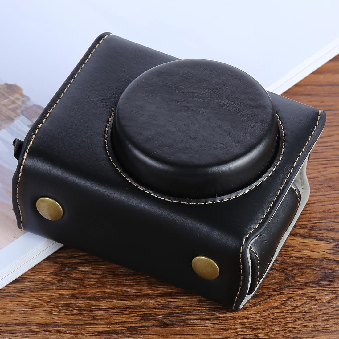 G7XII PU Leather Camera Protective bag for Canon Powershot G7X Mark 2 G7XII Digital camera, with Strap (Black)