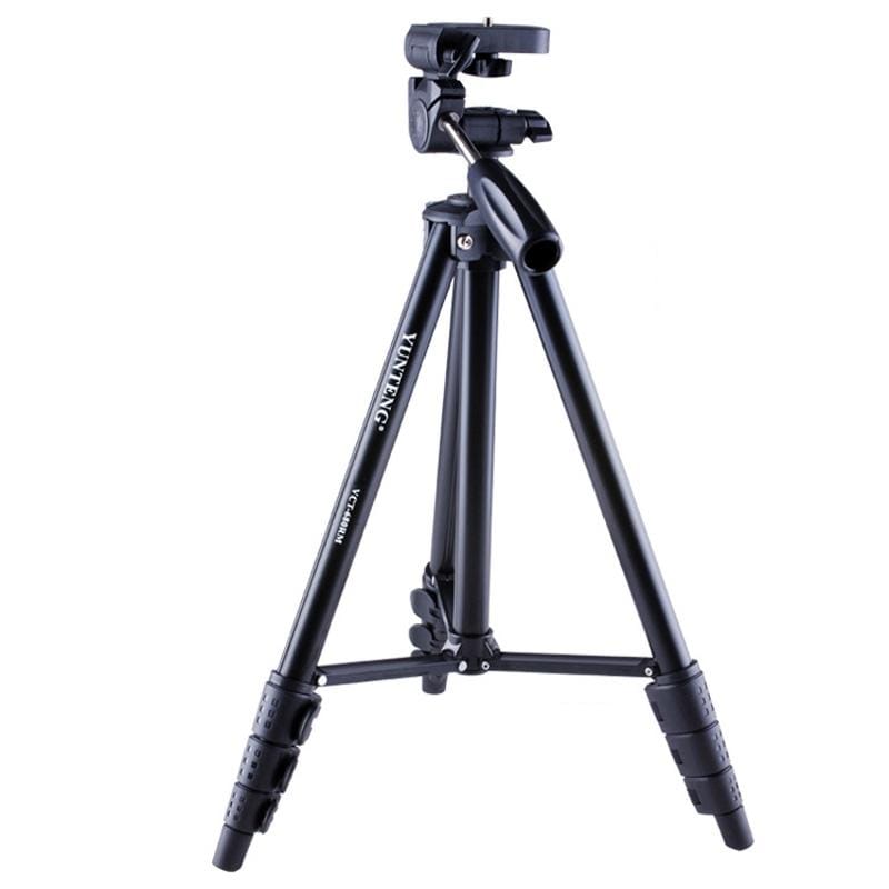YUNTENG VCT-680RM 4-Section Folding Legs Aluminum Alloy Tripod Mount with Three-Dimensional Tripod Head for DSLR & Digital Camera, Adjustable Height: 46-138cm (Black)