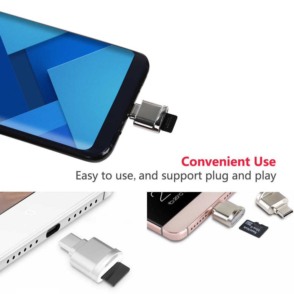 USB Type C Card Reader Aluminum Alloy TF Flash Memory Card