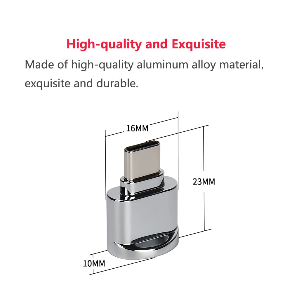 USB Type C Card Reader Aluminum Alloy TF Flash Memory Card