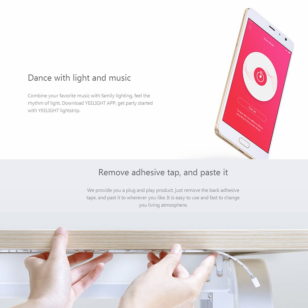 Light Strip for Xiaomi Yeelight Smart Light Strip RGB LED 1m - 1m Extendable light strip