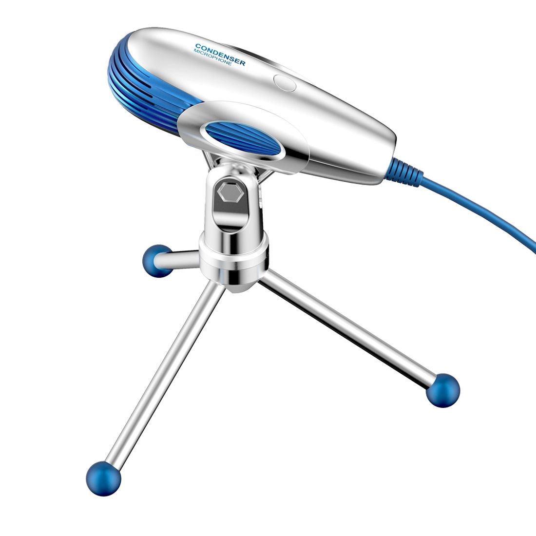 Yanmai SF500B Professional Condenser Sound Recording Microphone with Tripod Holder, Cable Length: 1.8m, Compatible with PC and Mac for Live Broadcast Show, KTV, etc. (Blue)