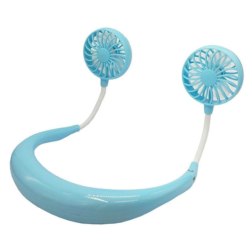 Creative Mini Hanging Neck Type Fan Outdoor LED Fan (Blue)