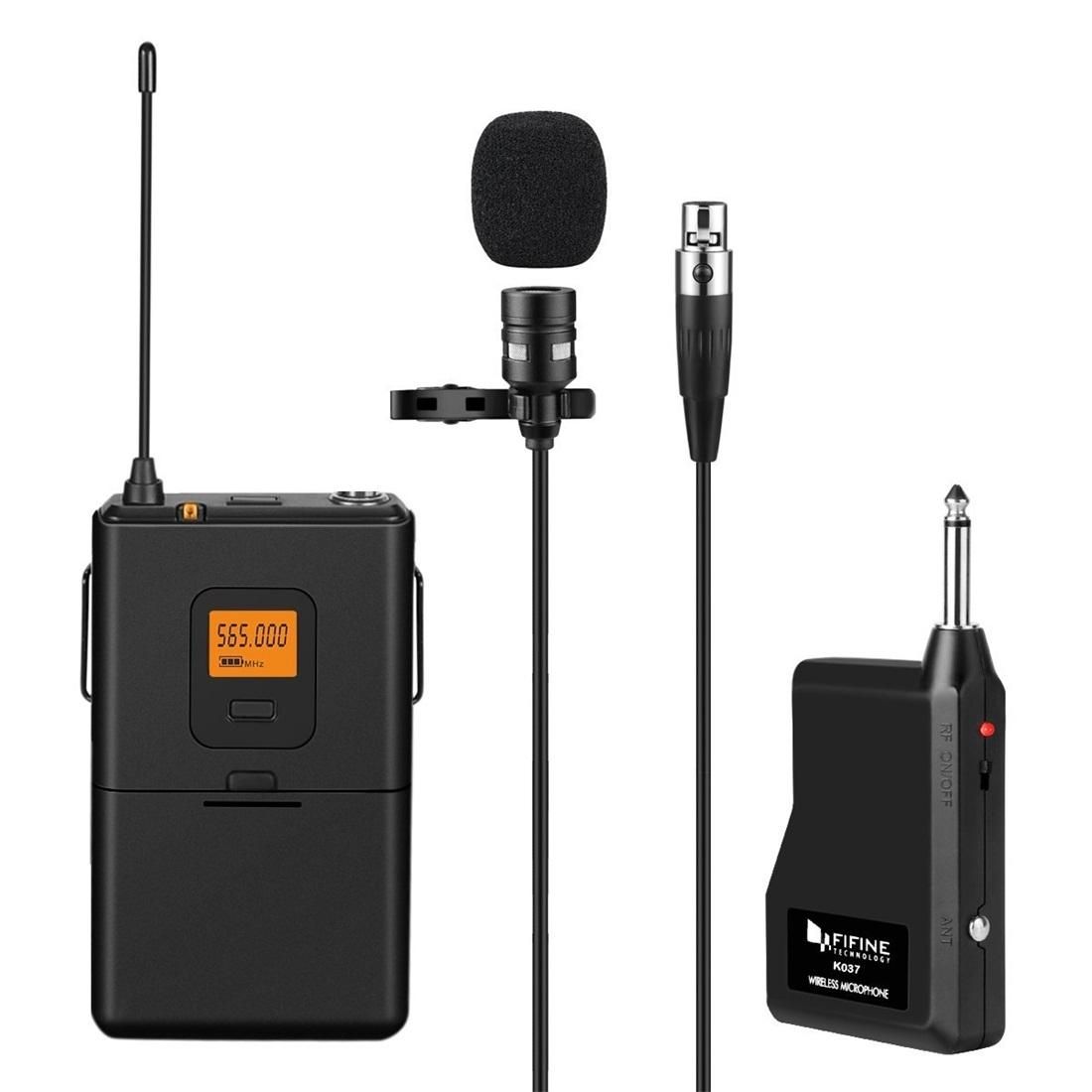 FIFINE K037 U Segment Selectable 20-channel Wireless Lavalier Microphone for Live Broadcast, Show, KTV, etc, Compatible with Notebook, PC, Speaker, Headphone, iPad, iPhone, Galaxy, Huawei, Xiaomi, LG, HTC and Other Smart Phones