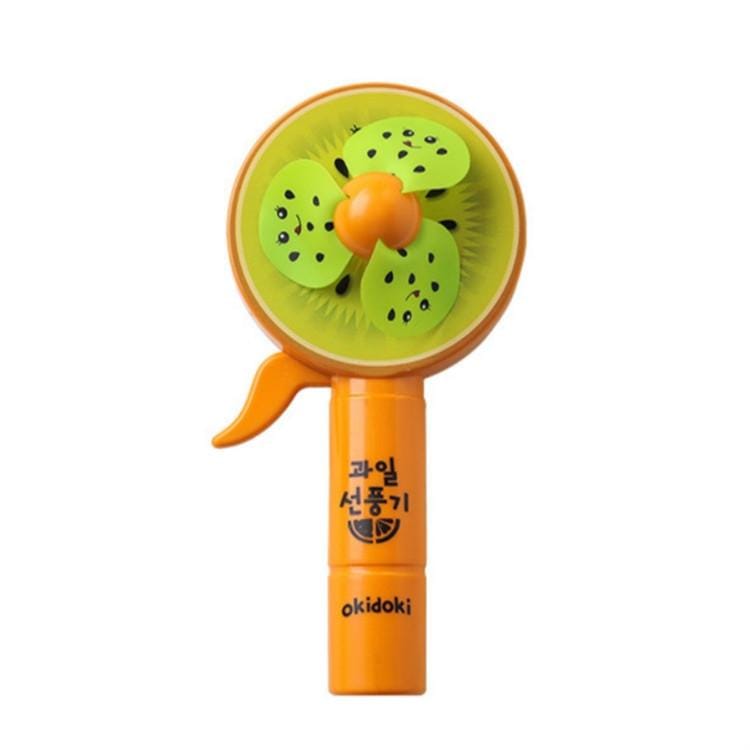 hand pressure fan creative cartoon environmental protection manual small fan (Orange Kiwi )