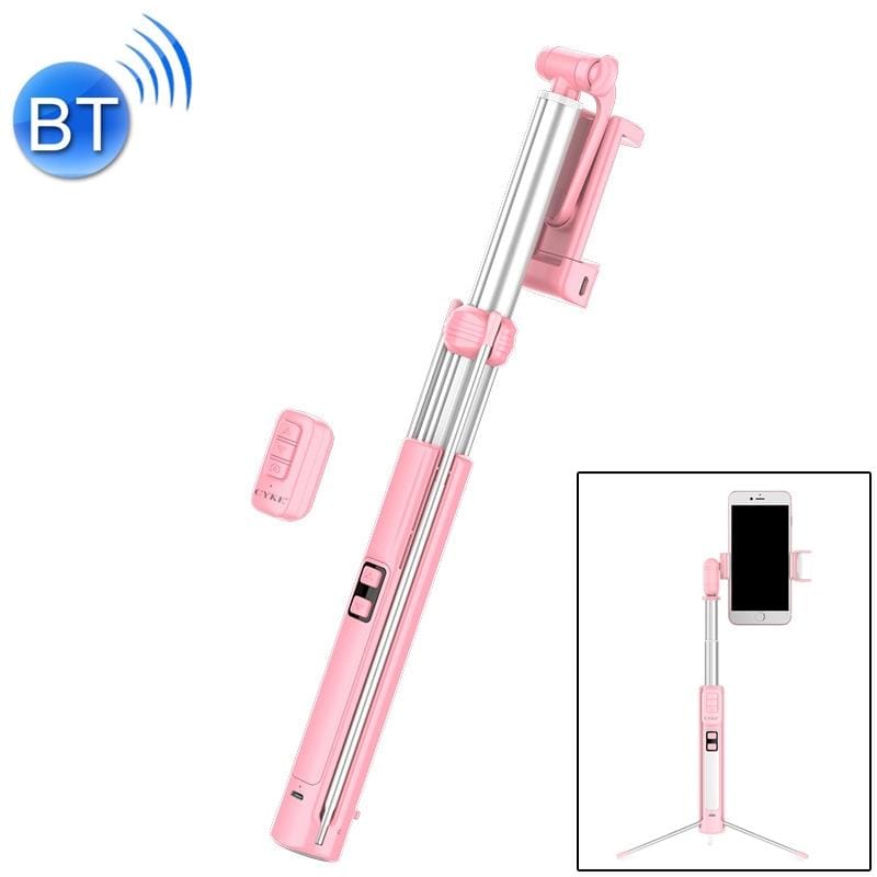 CYKE A18 Multifunction One-piece Wireless Bluetooth Selfie Stick with Double Fill light & Tripod & Remote Control, Maximum Stretching Length: 160cm (Pink)