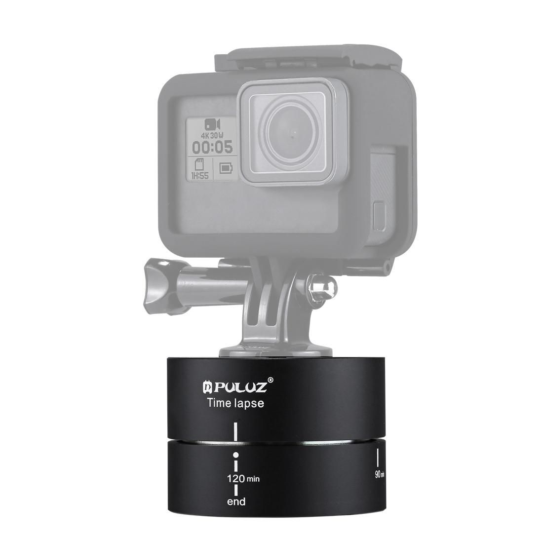 PULUZ 360 Degrees Panning Rotation 120 Minutes Time Lapse Stabilizer Tripod Head Adapter for GoPro HERO9 Black / HERO8 Black / HERO7 /6 /5 /5 Session /4 Session /4 /3+ /3 /2 /1, Xiaoyi and Other Action Cameras