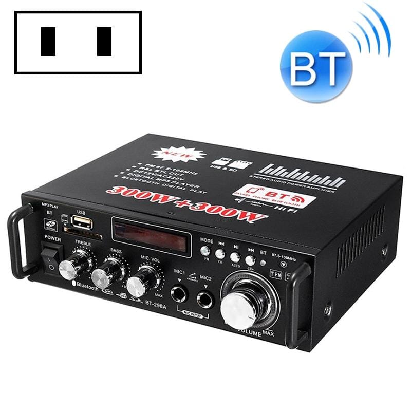 Car / Household Amplifier Audio, Support Bluetooth / MP3 / USB / FM / SD Card with Remote Control, US Plug