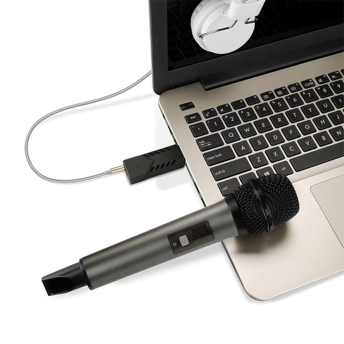 FIFINE K034 UHF Segment Selectable 25-channel USB Wireless Audio Microphone for Live Broadcast, Show, KTV, etc, Compatible with Notebook, PC, Speaker, Headphone, iPad, iPhone, Galaxy, Huawei, Xiaomi, LG, HTC and Other Smart Phones