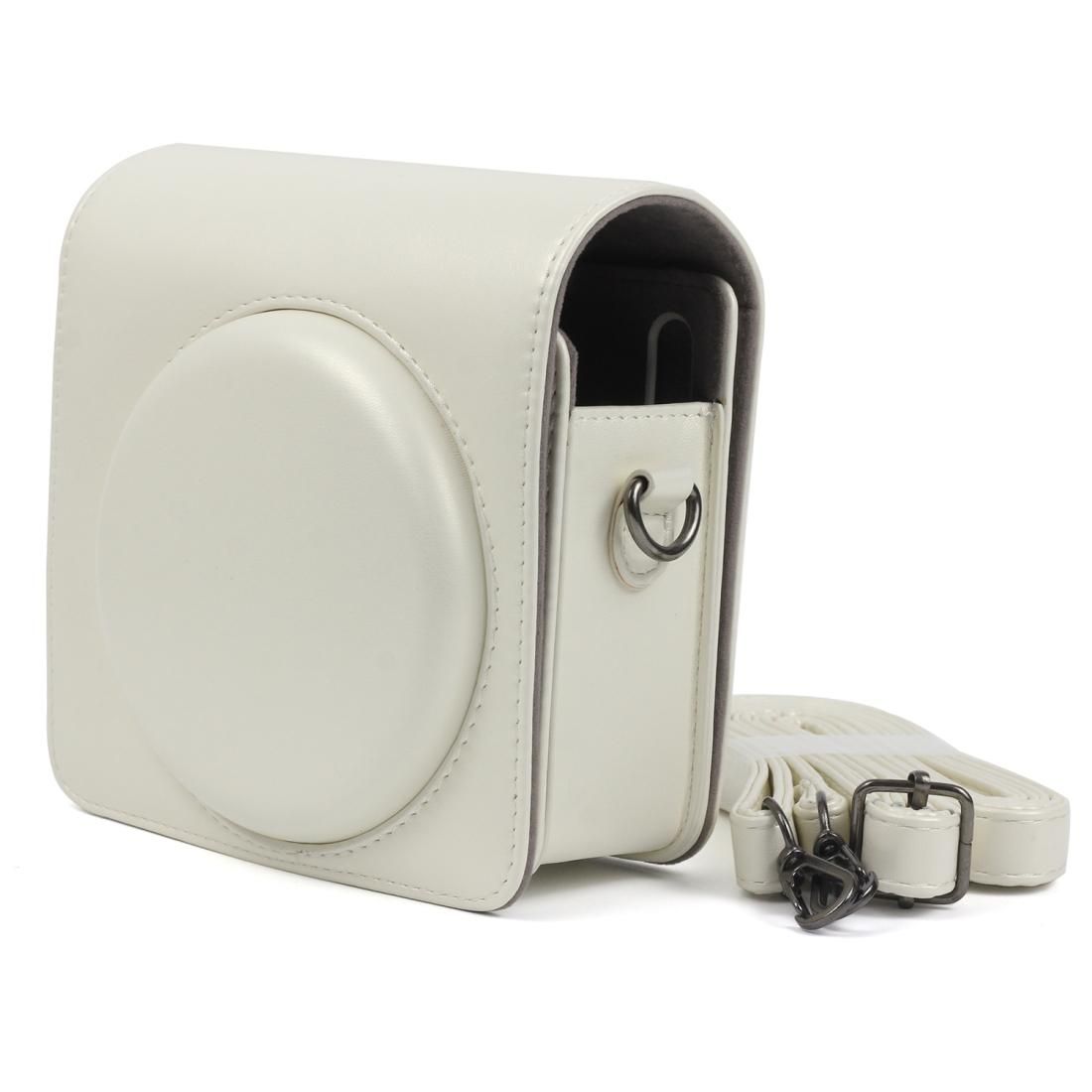 Pearly Lustre PU Leather Case Bag for FUJIFILM Instax SQUARE SQ6 Camera, with Adjustable Shoulder Strap (White)