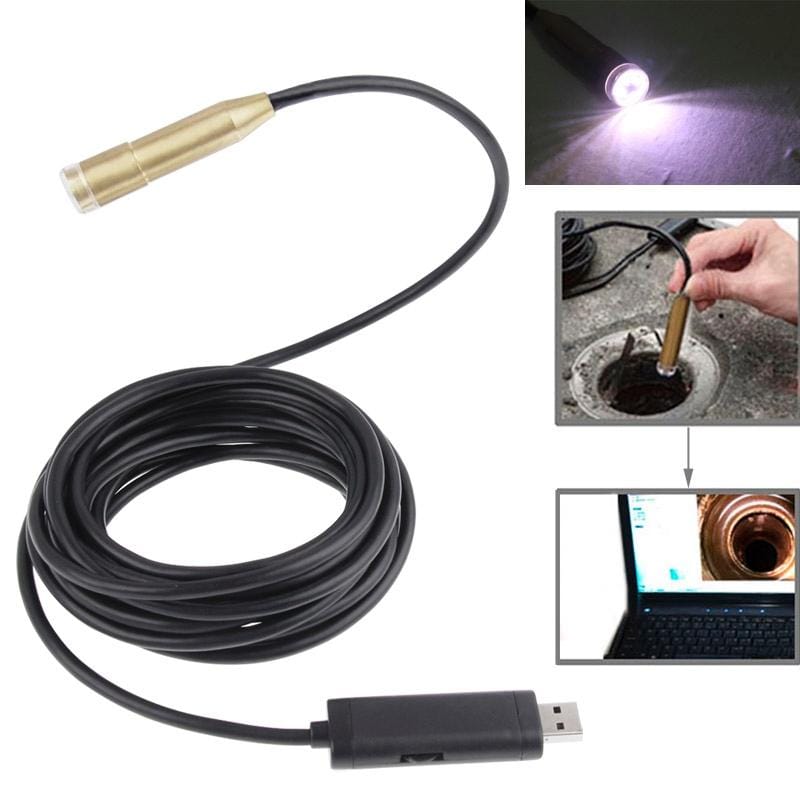Waterproof USB Cable Wire Camera Endoscope with 4 LED Light, View Angle: 62 Degree, Length: 5M, Support Video recorder (Black)