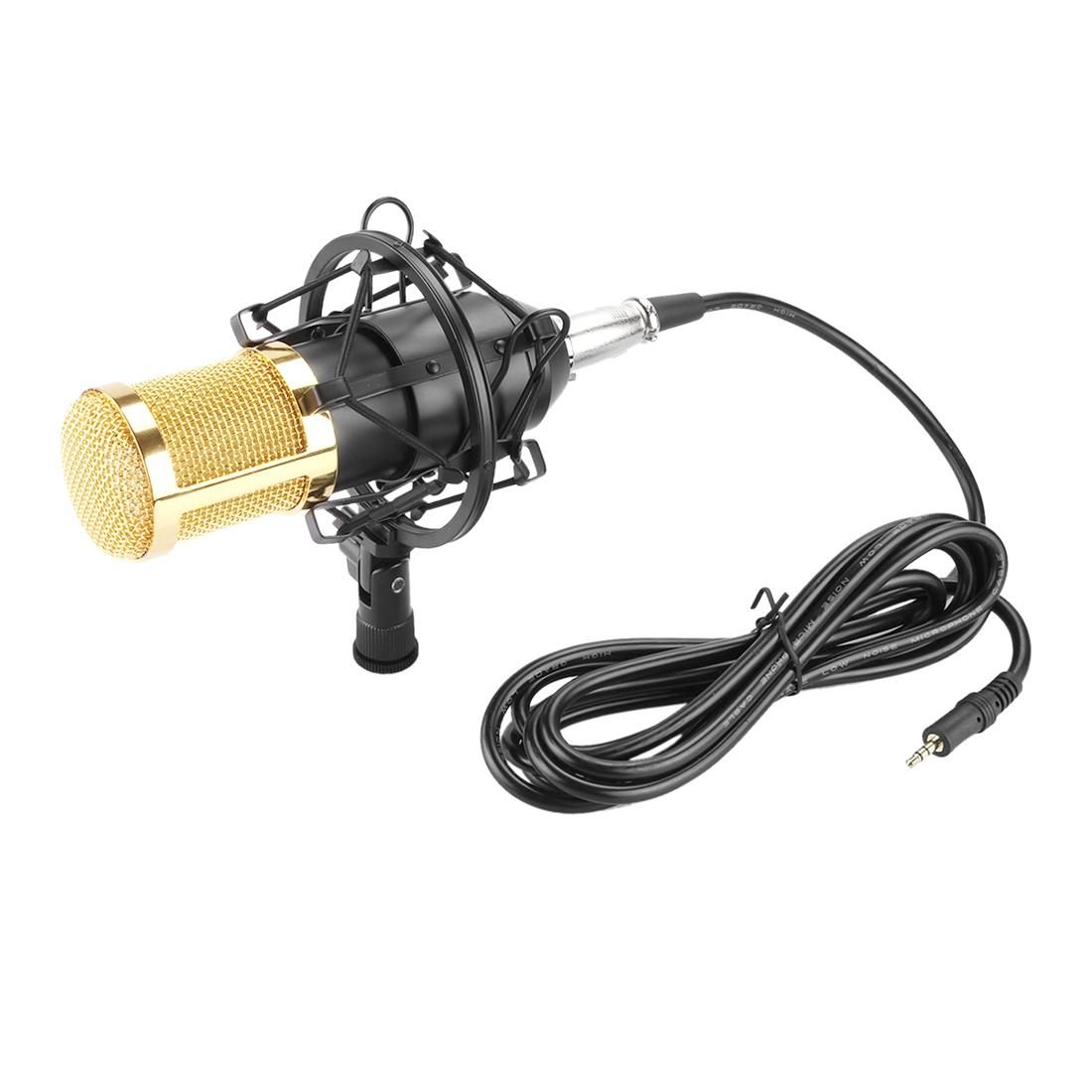 FIFINE F-800 Professional Condenser Sound Recording Microphone with Shock Mount for Studio Radio Broadcasting & Live Boardcast, 3.5mm Earphone Port, Cable Length: 2.5m (Black)