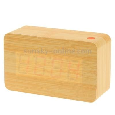 Red Number USB / Battery Wooden Clock with Voice Control (Red)