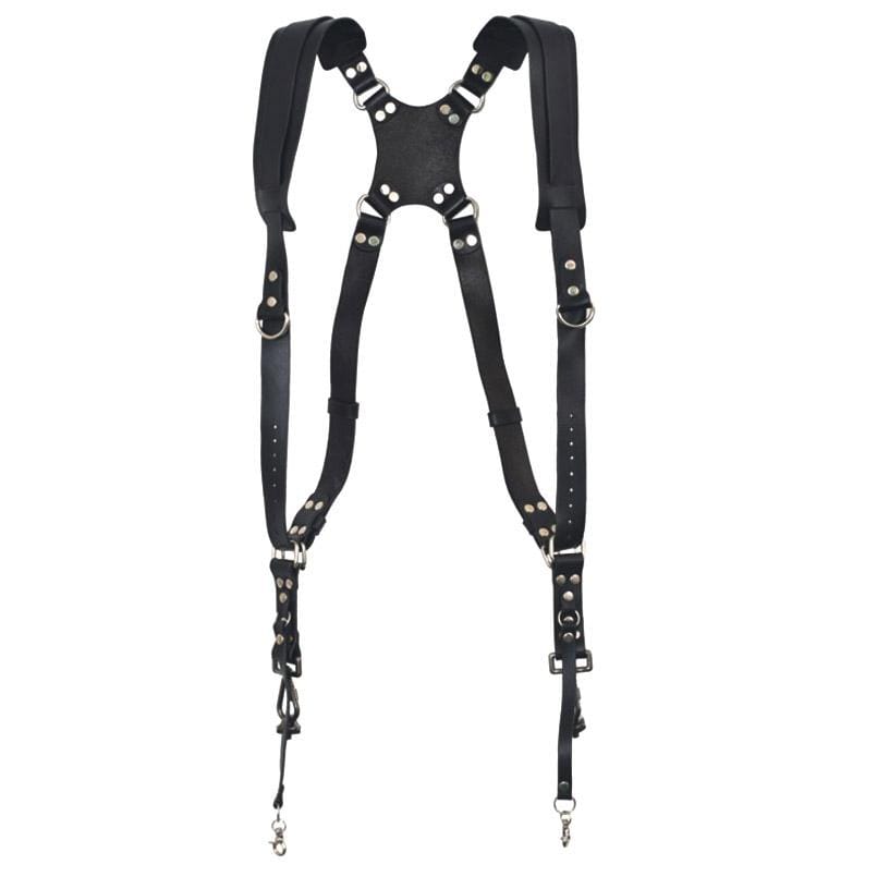 Quick Release Anti-Slip Dual Shoulder Genuine Leather Harness Camera Strap with Metal Hook for SLR / DSLR Cameras (Black)