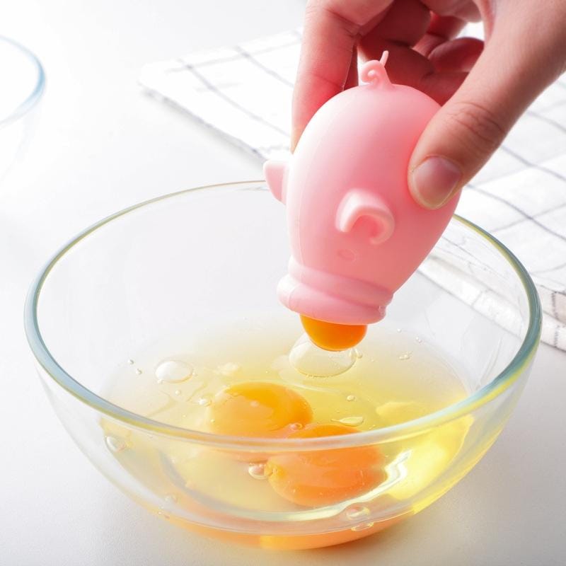6 PCS Silicone Cartoon Animal Shape Egg White Separator Creative Egg Yolk Protein Automatic Filter Baking Tool (Piglet )