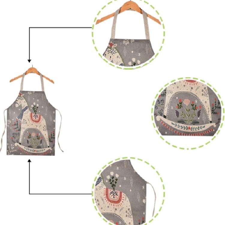 Cartoon Animal Antifouling Cotton Linen Kitchen Parent-child Cartoon Sleeveless Apron, Size:50x68 cm , Style:Music Cat