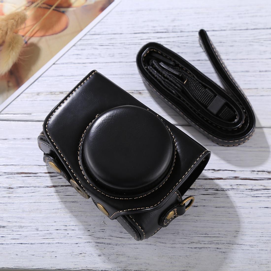 Full Body Camera PU Leather Camera Case Bag with Strap for Canon PowerShot G7 X Mark II (Brown)