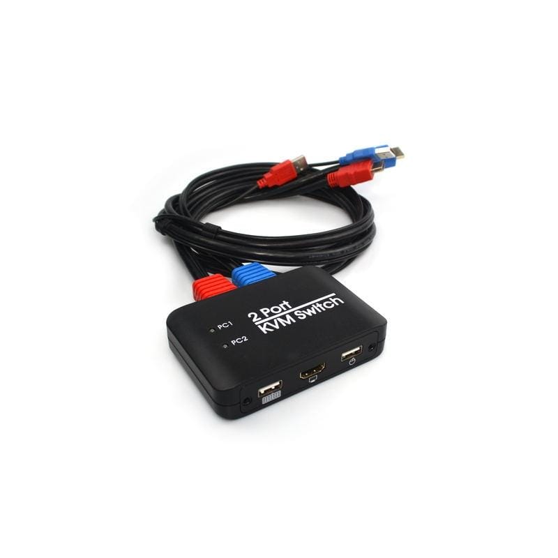 2 Ports USB HDMI KVM Switch Switcher with Cable for Monitor, Keyboard, Mouse, HDMI Switch, Support U Disk Read