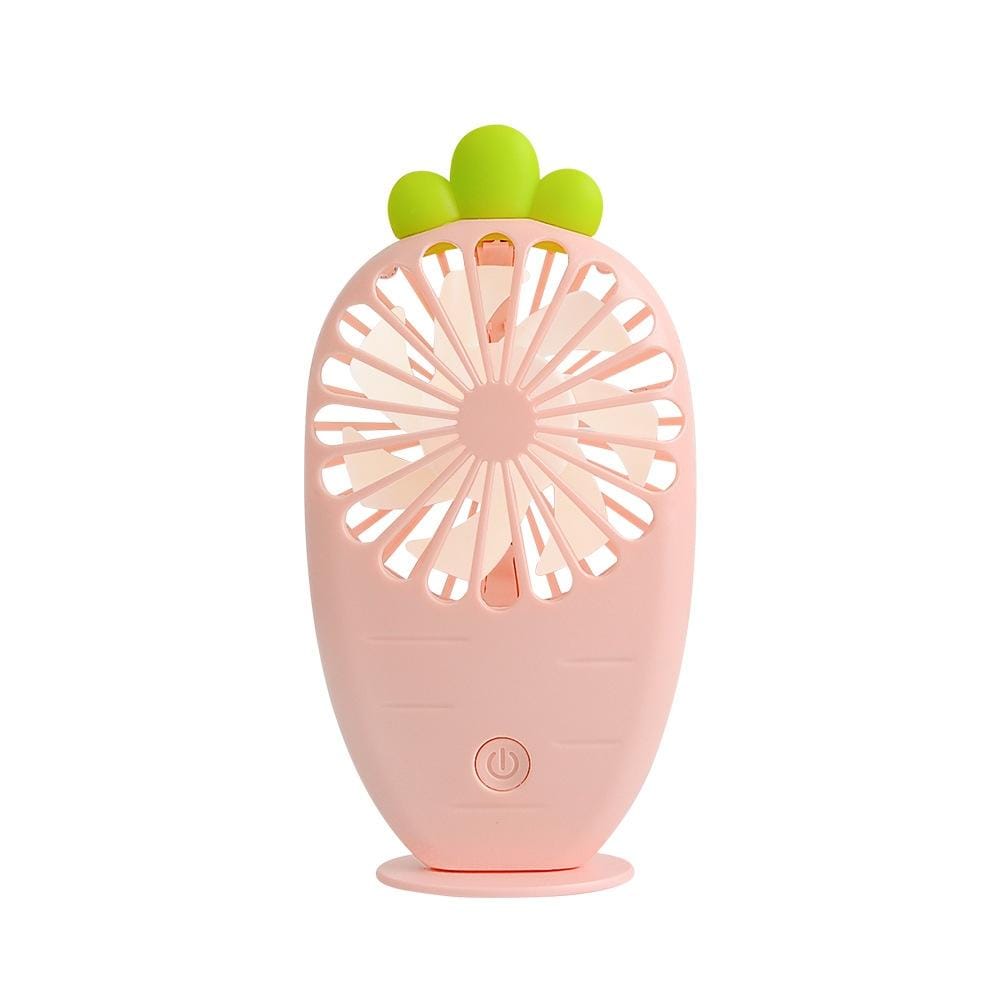 USB Charging Fan Creative Radish Night Light Pocket Mini Fan (Pink)