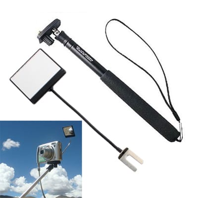 DC Camera Extendable Mini Handheld Monopod with Mirror (Black)