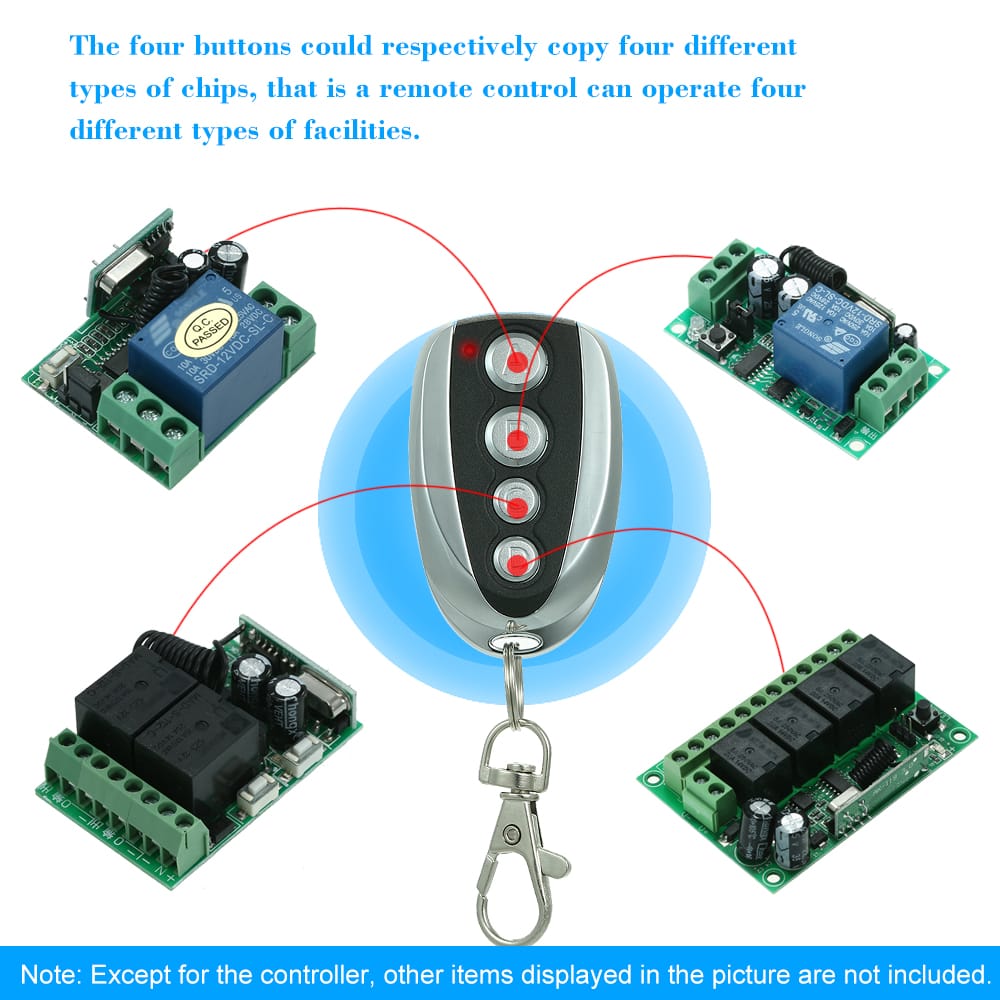 433MHz 4 Buttons Touch Switch Copying Transmitter Cloning