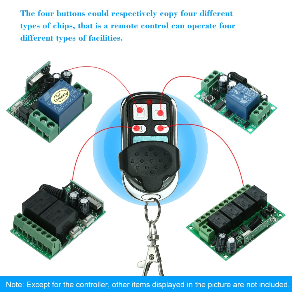 433Mhz 4 Buttons Copy Cloning Duplicator Remote Control
