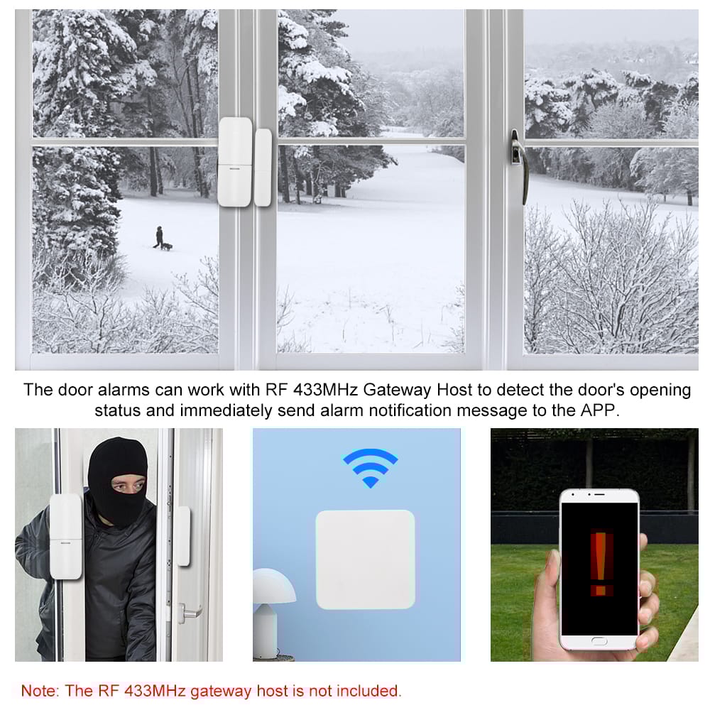 433Mhz Wireless Magnetic Door Sensor Door Window Alarm Home