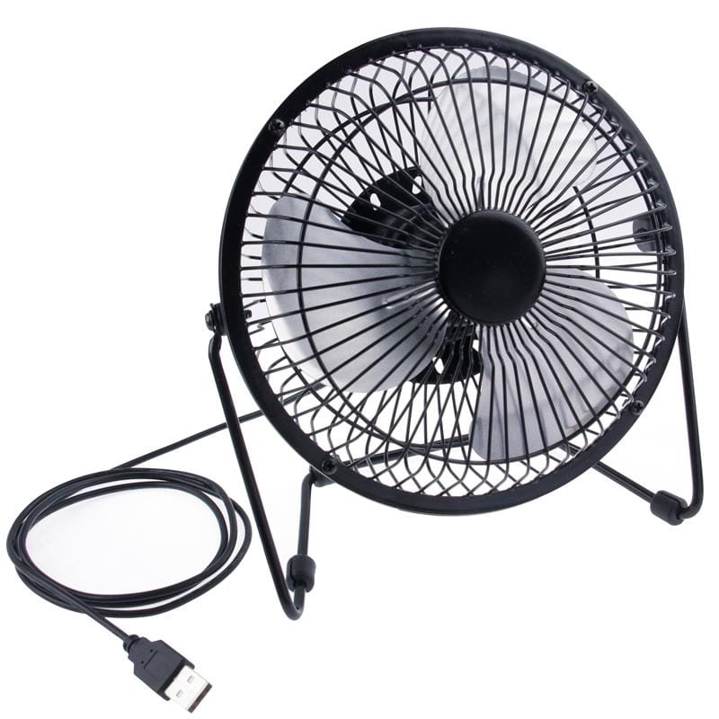 Mini Ultra-low Power & Strong Wind Metal USB Electric Table Fan with Switch, Size: 17cm x 17cm x 10cm (Black)