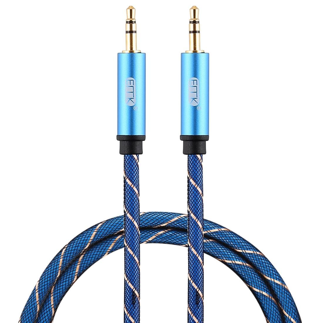 EMK 3.5mm Male to Male Grid Nylon Braided Audio Cable for Speaker / Notebooks / Headphone, Length: 0.5m (Blue)