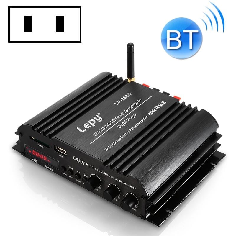 Car / Household Four Channels LED Display Amplifier Audio, Support Bluetooth / MP3 / USB / FM / SD Card with Remote Control, US Plug