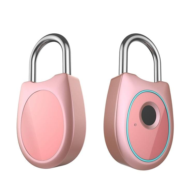 Portable Smart Fingerprint Lock Electric Biometric Door Lock USB Rechargeable IP65 Waterproof Home Door Luggage Case Lock Bluetooth Electronic Lock (Rose Gold)
