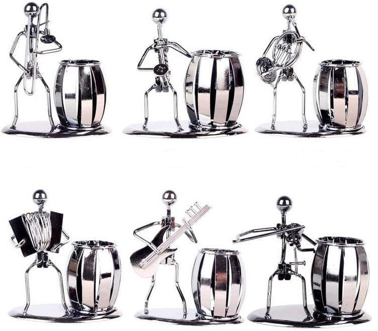 Iron Music Iron Man Brass Band Pen Holder Home Study Office Decoration Ornaments (C161 Violin )