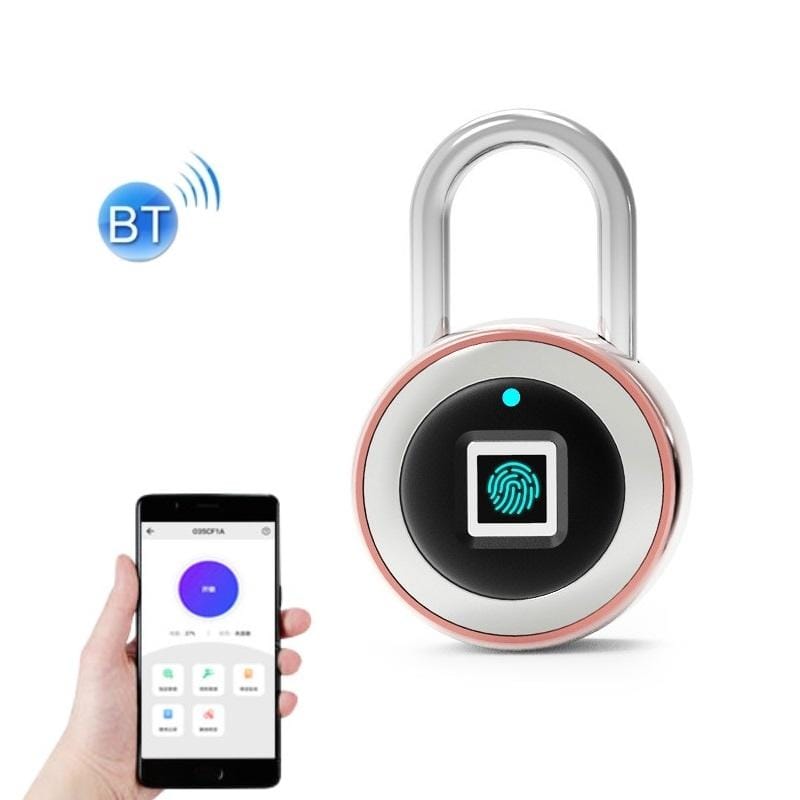 Cabinet Smart USB Padlock Waterproof Bluetooth APP Remote Authorization Fingerprint Lock (Pink)