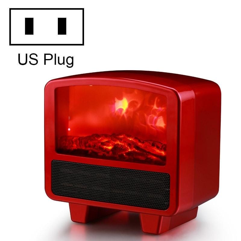 Home Office Small 3d Flame Desktop Fireplace Heater, Plug Type:US Plug (Red)