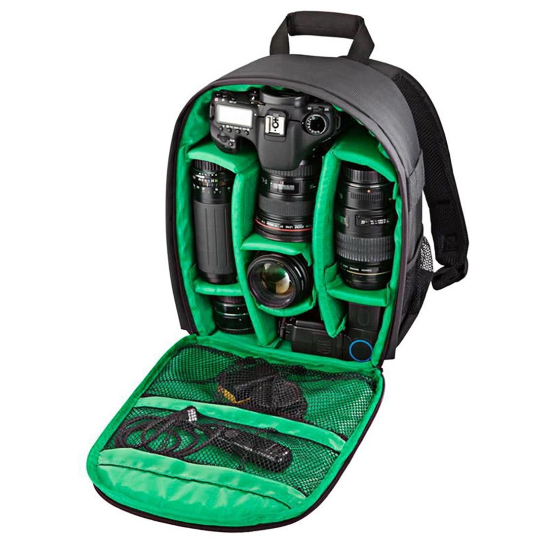 DL-B027 Portable Waterproof Scratch-proof Outdoor Sports Backpack SLR Camera Bag Phone Bag for GoPro, SJCAM, Nikon, Canon, Xiaomi Xiaoyi YI, iPad, Apple, Samsung, Huawei, Size: 27.5 * 12.5 * 34 cm (Green)