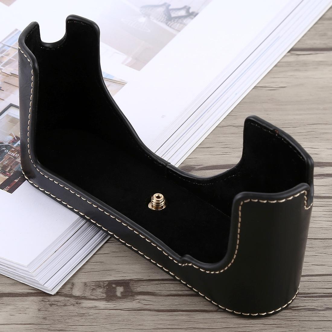 1/4 inch Thread PU Leather Camera Half Case Base for Leica M9 (Coffee)